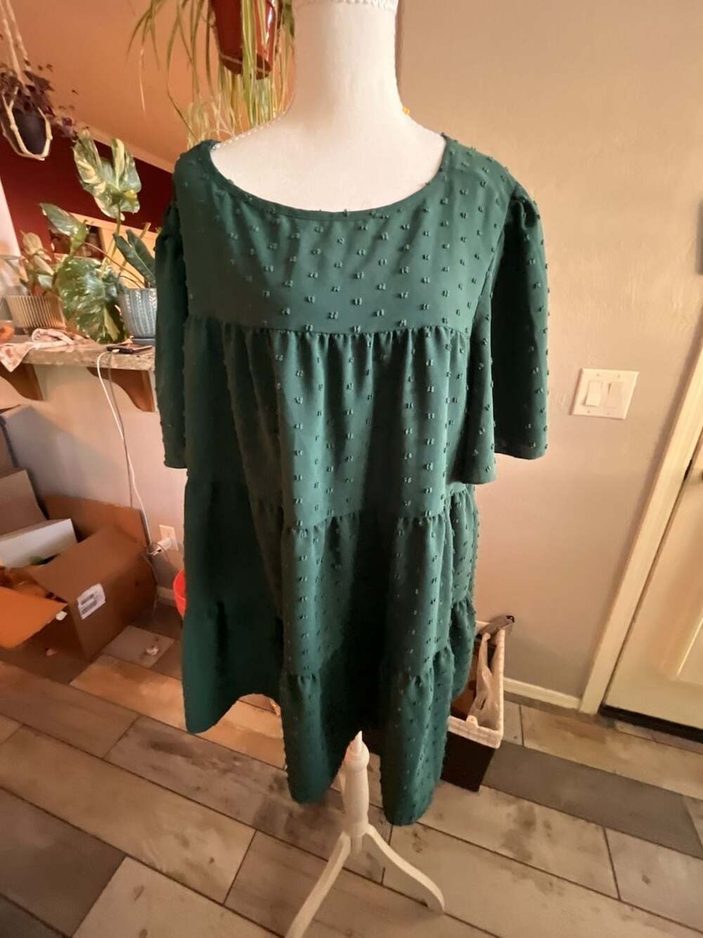 Shein Curve Swiss Dot Tiered Shirt Size 4XL Green